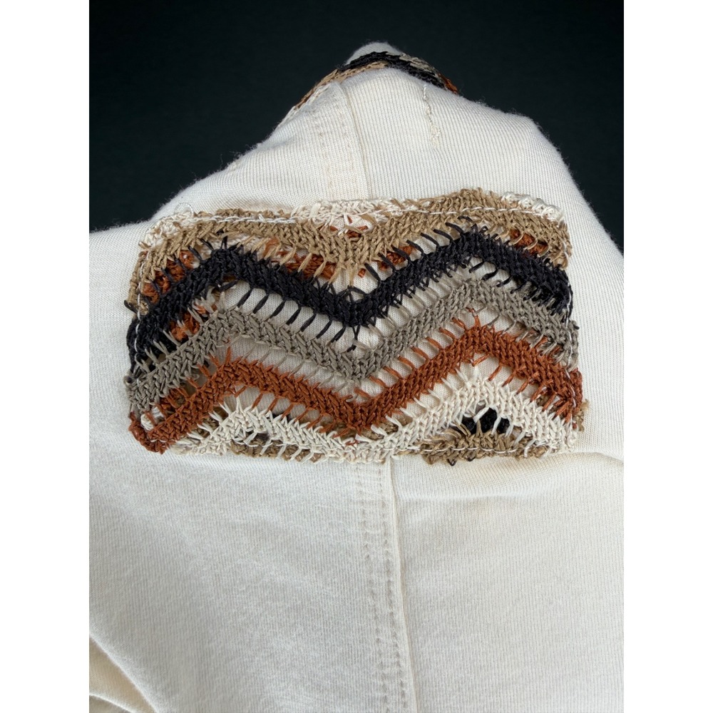 POL Womens Cream Henley Long Sleeve Top Chevron Trim YKT690 Size M - Picture 9 of 9